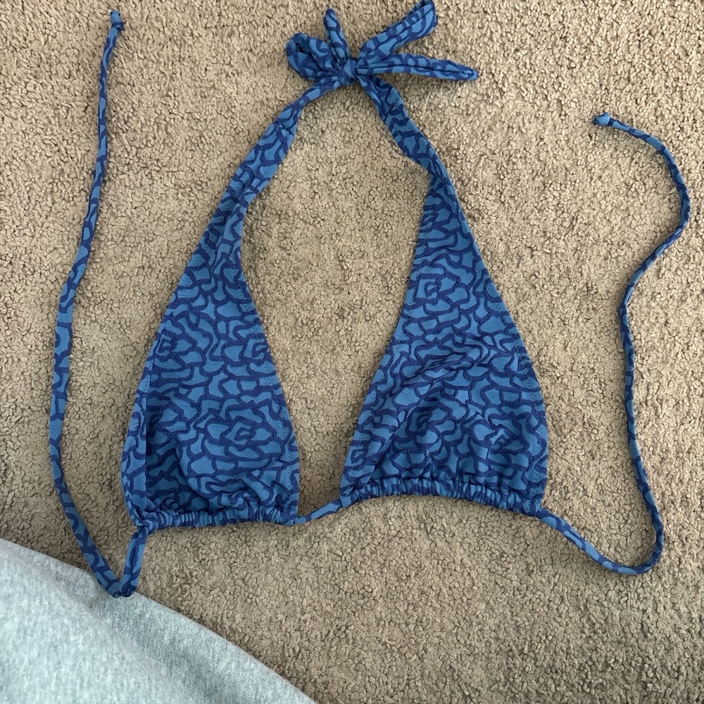 Blue Patterned Bikini Top